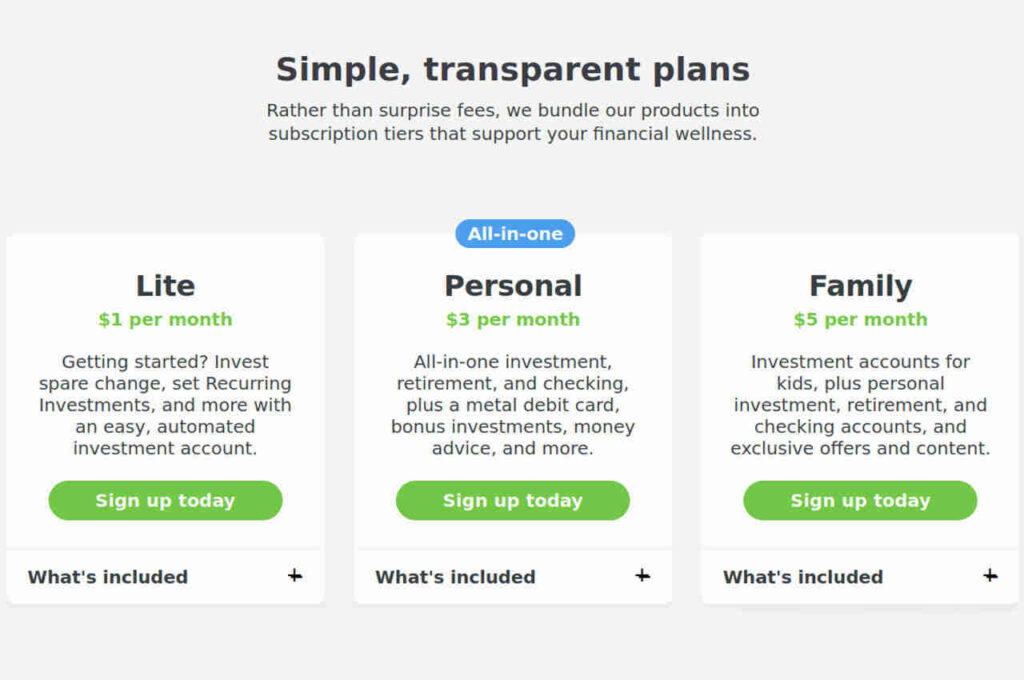 Various plans with acorns investing