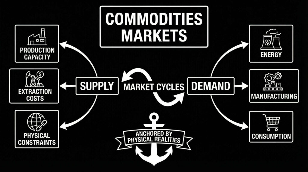 Crypto compared with stocks and commodities markets