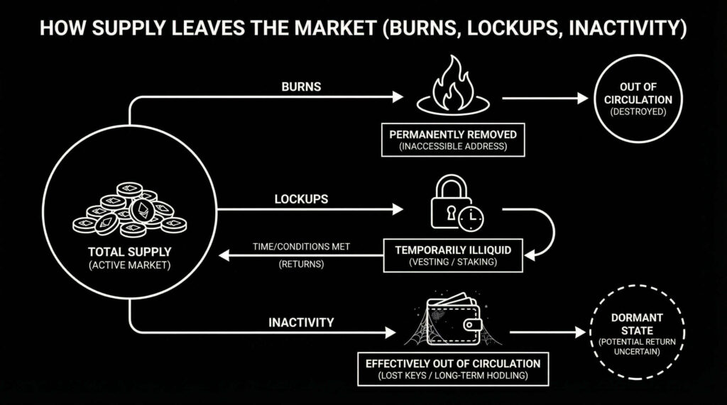 Various ways the crypto supply leaves the market