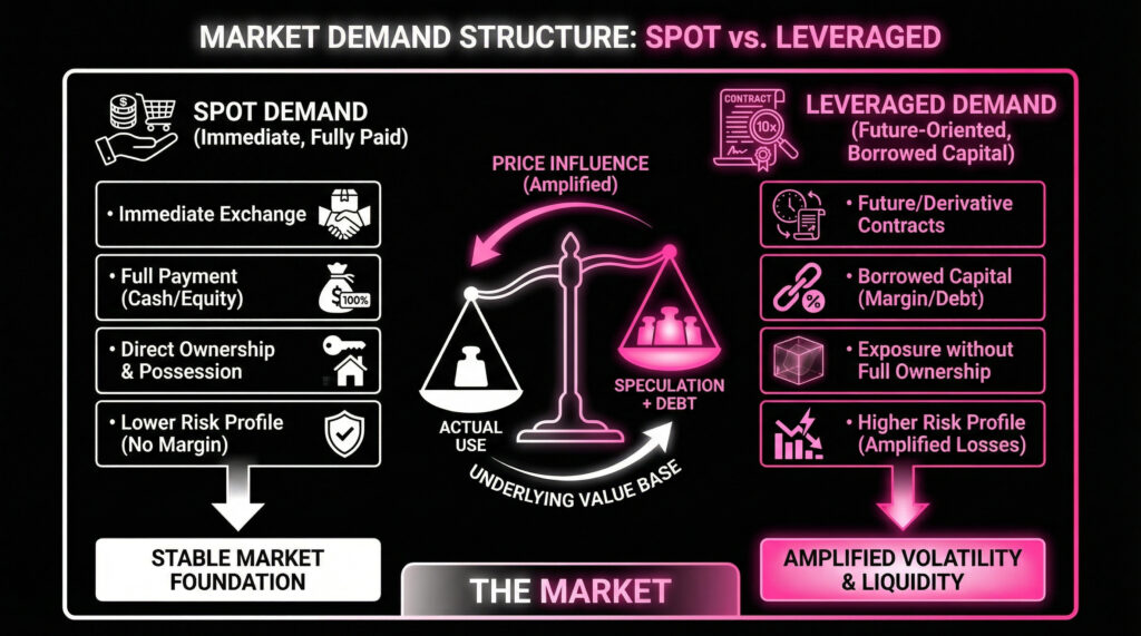 Spot vs leverage with crypto supply and demand