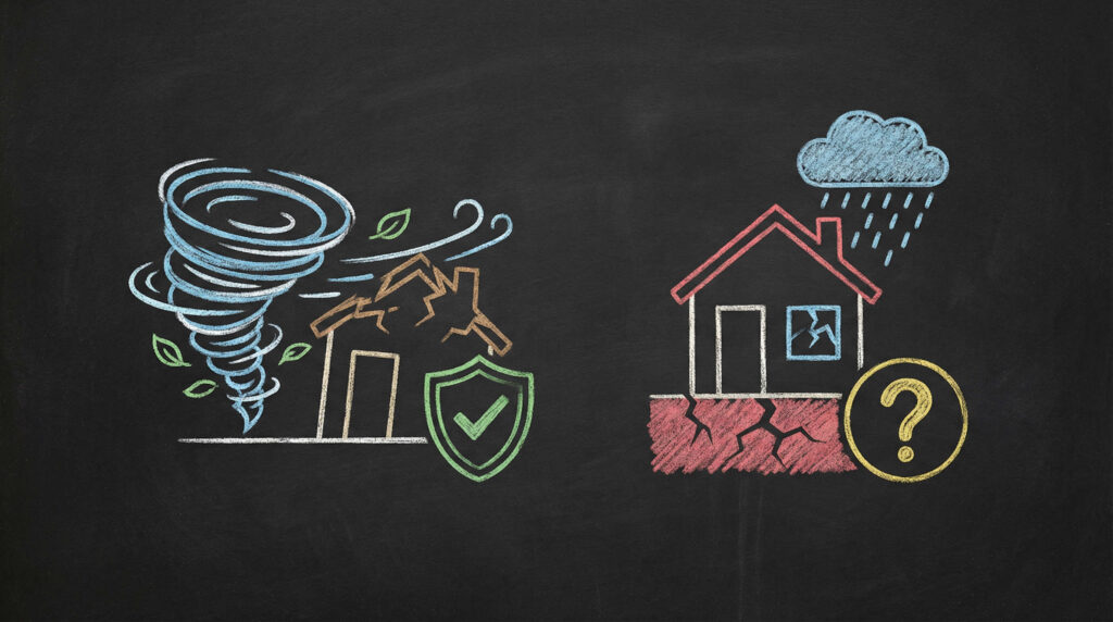 Having house insurance helps with wind and storm damage much of the time